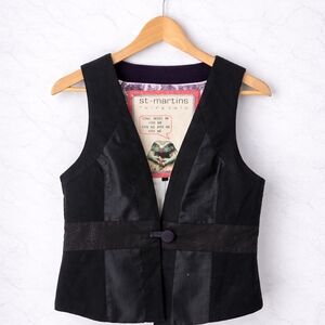 St. Martins Fairy Tale Black Satin Vest (Large)